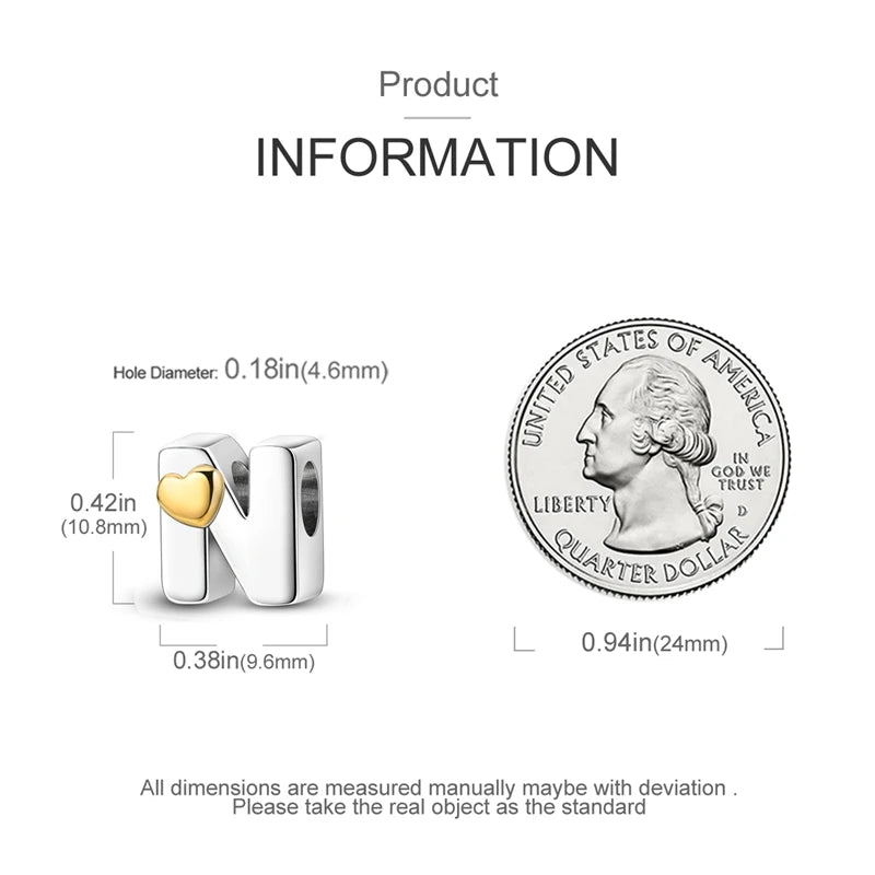 925 Sterling Silver DIY Alphabet Charms Beads LOVE Heart Letter Fit Original Bracelet Bangle Necklace Jewelry Marking Gift