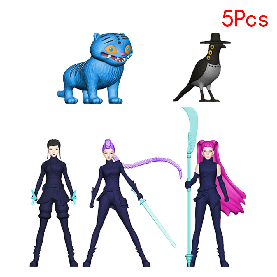 5-18pcs/Set Kpop Demon Hunters Action Figure Toy Derpys Tiger Rumi Mira Zoey Sussy Figurine Doll For Fans Gift Birthday Gifts