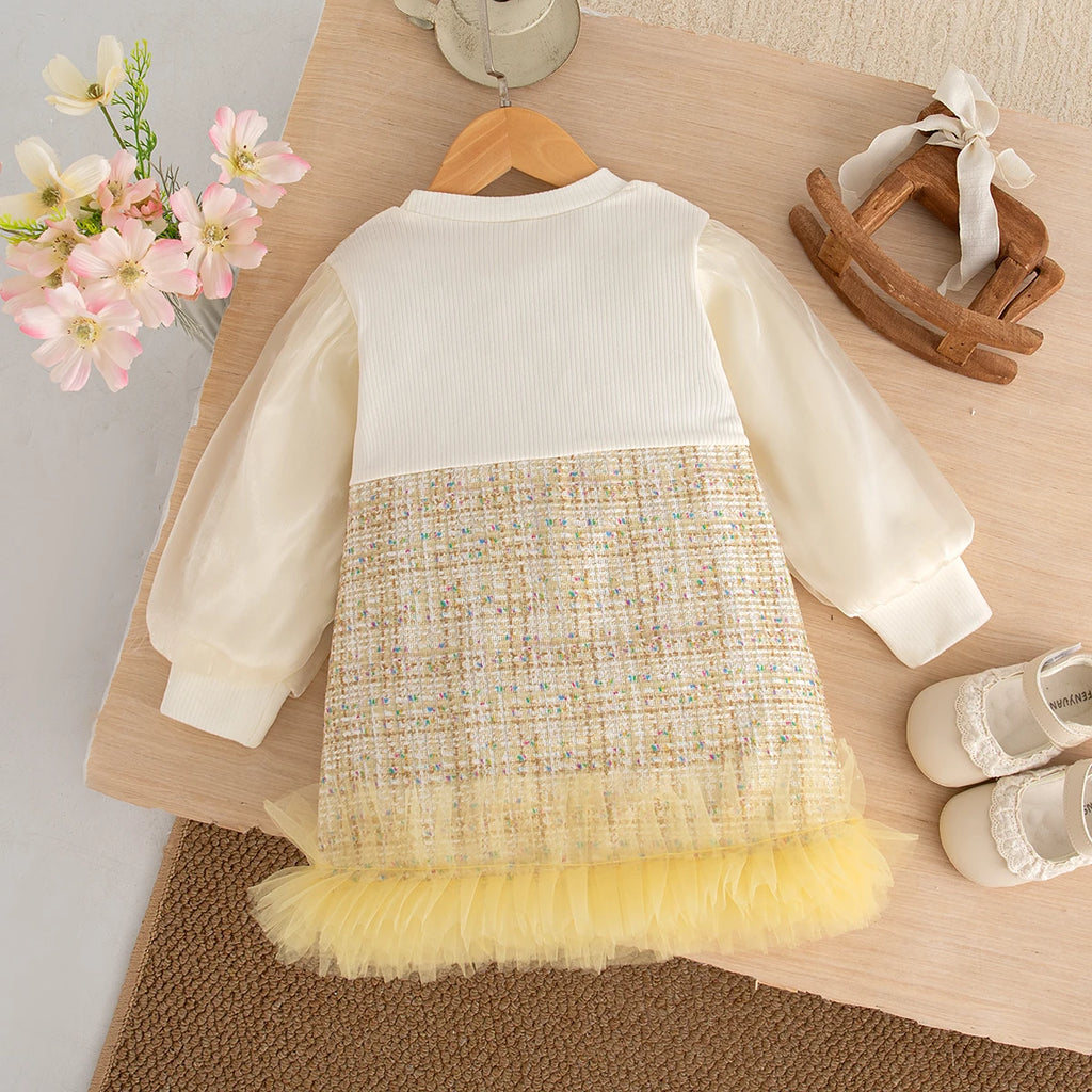 Autumn New Sweet Bow Baby Girl Princess Dress, Birthday Party Children'S Clothing Suitable For Babies Aged 9 Months To 4 Years