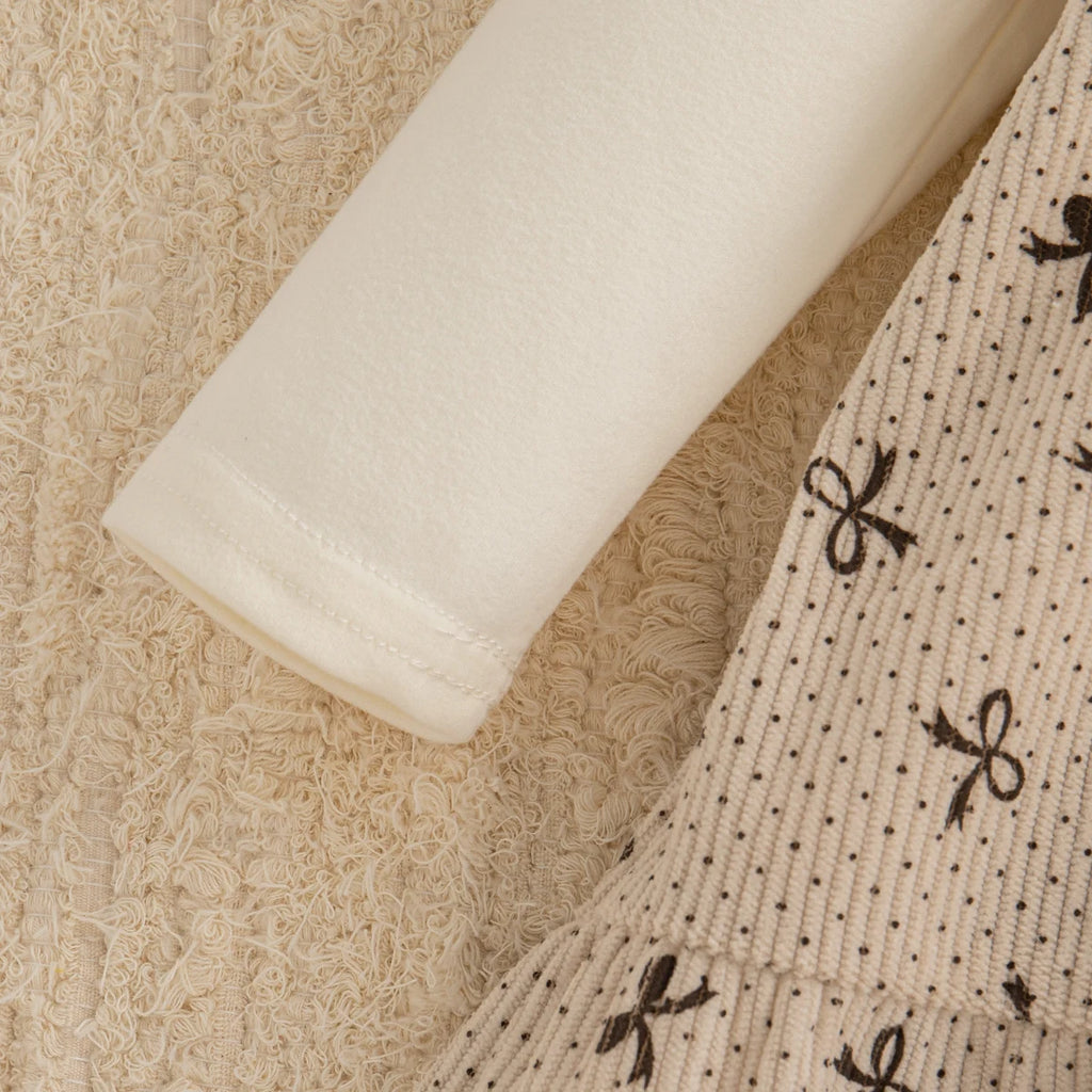 Spring And Autumn New Sweet Bow Baby Girl Dress, Cute Fake Two Piece Children'S Long Sleeve Clothes (9 Months -3 Years Old)