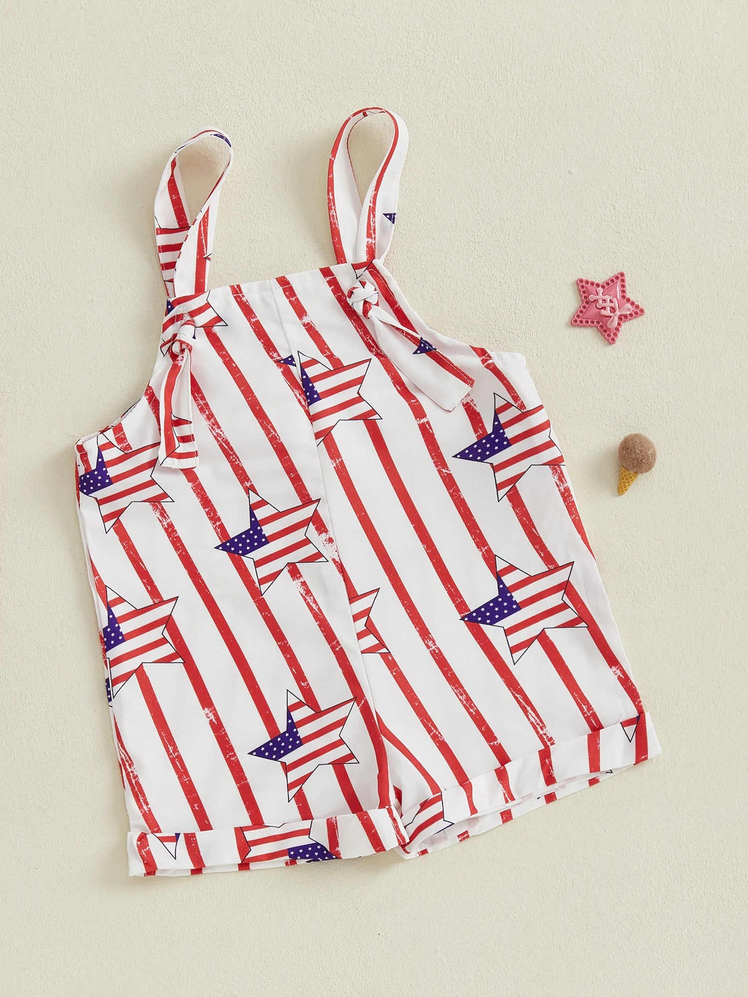 Infant Boys Patriotic Rompers American Flag Print Sleeveless Summer Bodysuits Jumpsuits for Independence Day