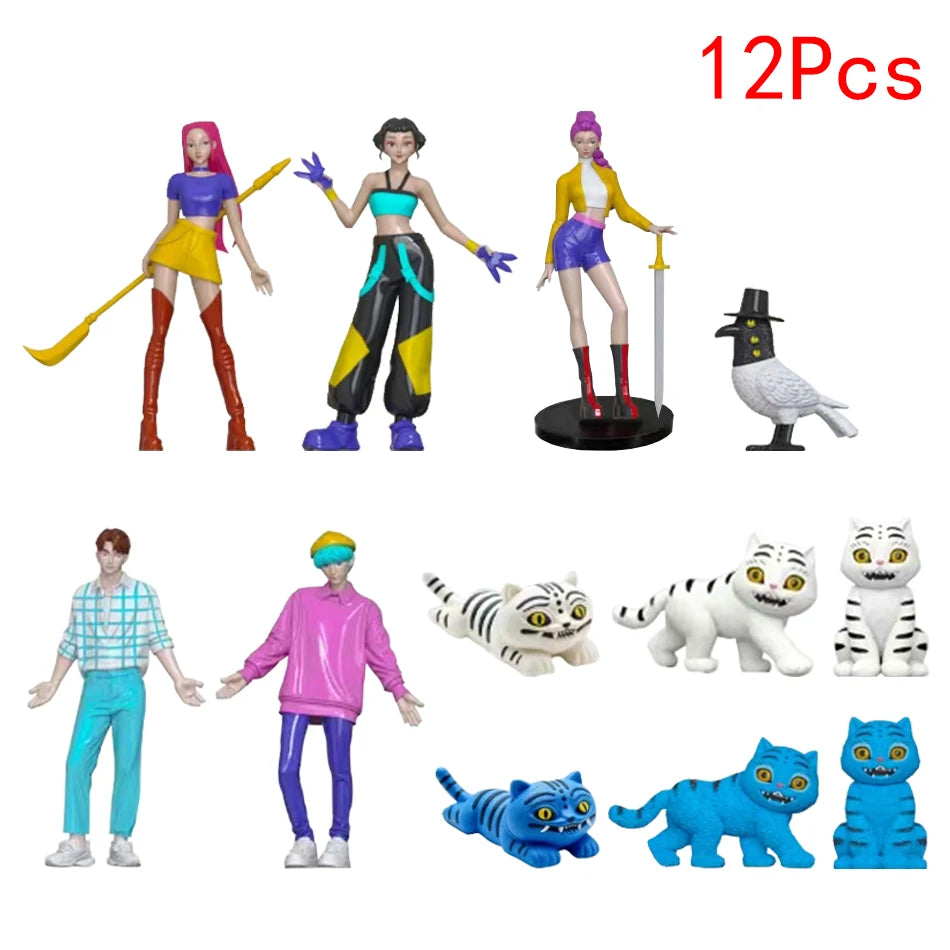 5-18pcs/Set Kpop Demon Hunters Action Figure Toy Derpys Tiger Rumi Mira Zoey Sussy Figurine Doll For Fans Gift Birthday Gifts