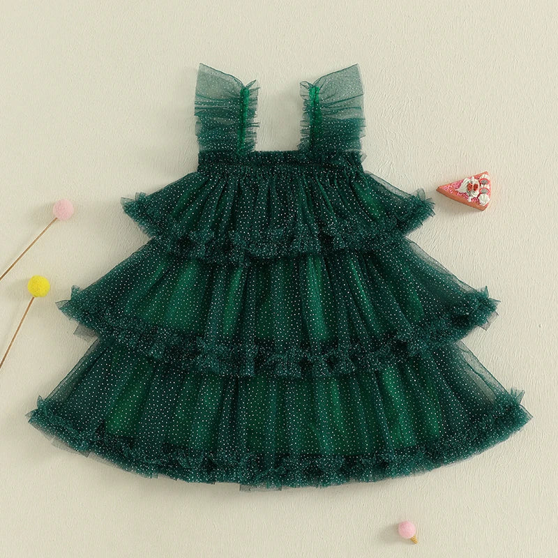 Girls Floral Print Ruffle Sleeve Dress Toddler Kids Summer Princess Dress Casual Fashion Party Dress for Girls