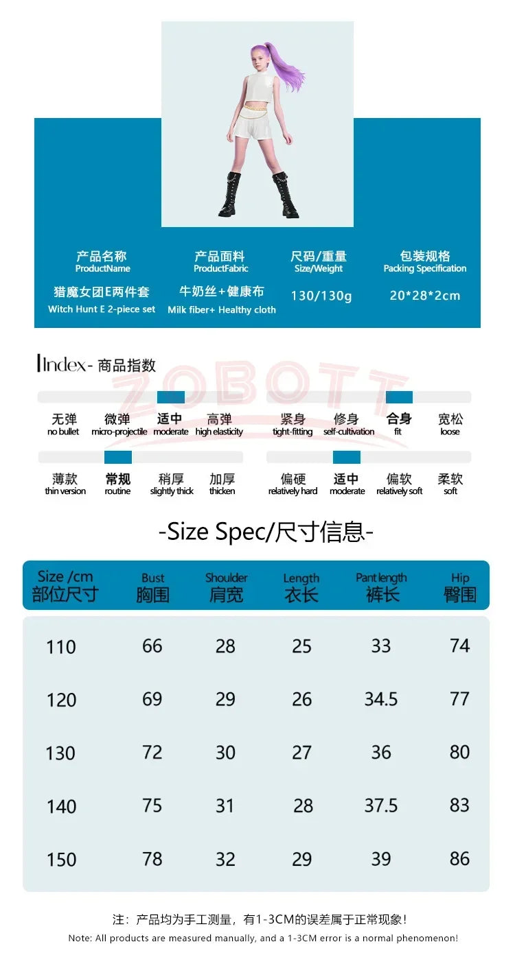 2025 NEW Kpop Demon Hunter Anime Movie Kids Cosplay Rumi Zoey Mira 3D Print Costume Suit Clothes KPop Rumi Zoey Cosplay Outfit