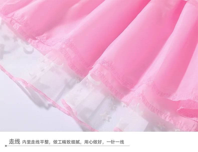 Kid Autumn Girl Long Sleeve Dress Cartoon Garden of Ban ban Gauze Fashion Children 2-7Year Girl Dress