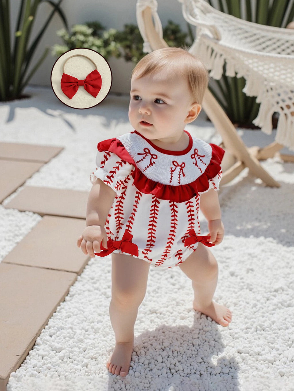 Adorable Infant Floral Romper with Matching Bow Headband Set for Summer Sleeveless Jumpsuit Outfit for Baby Girl