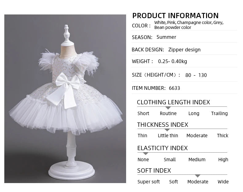 6633 Little Baby Clothing Girl Wedding Dress Kids Birthday Party Princess Dresses Children Wedding Ceremony Costume