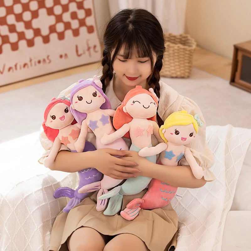 High Quality Cartoon Kawaii Mermaid Plush Toys Soft Animal Plush Pillow Stuffed Toy Princess Dolls Children  Girls Birthday Gift