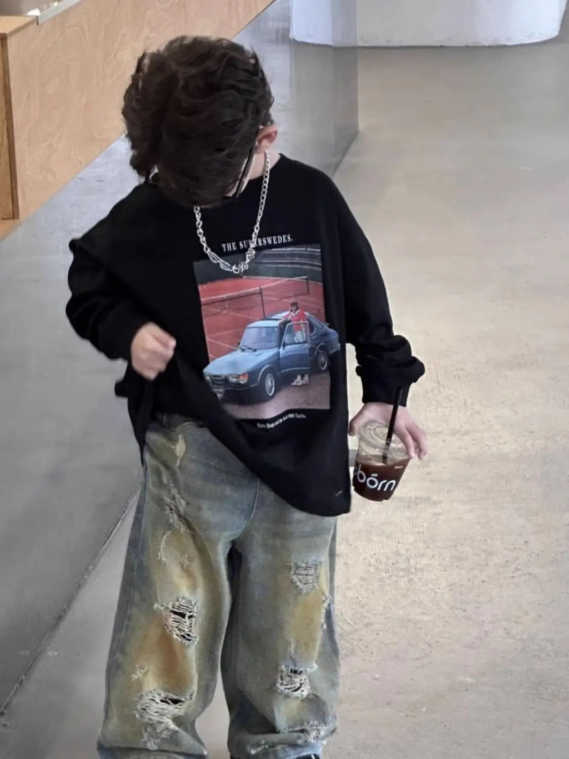 Loose Autumn Cotton T Shirt Child Korean Children's Clothing 2025 Kids Boys Clothes Long Sleeve Outdoor Tees Year Old Boy Wear