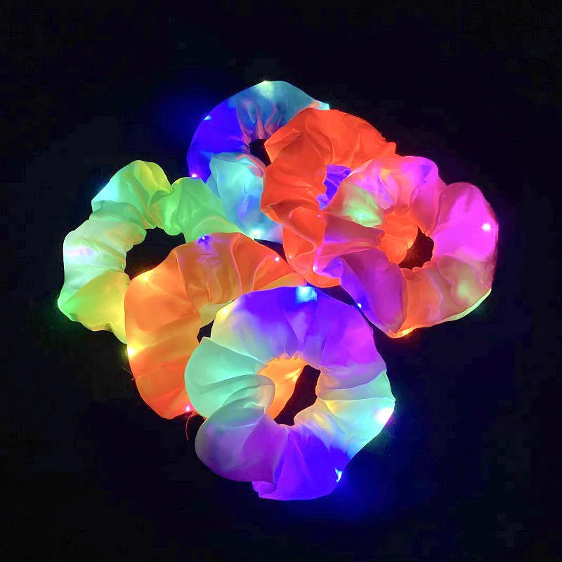 Popular Flashing Light Up hair tie LED Luminous scrunchies Women girls glowing Scrunchy Hair Rope Halloween luminous hairband