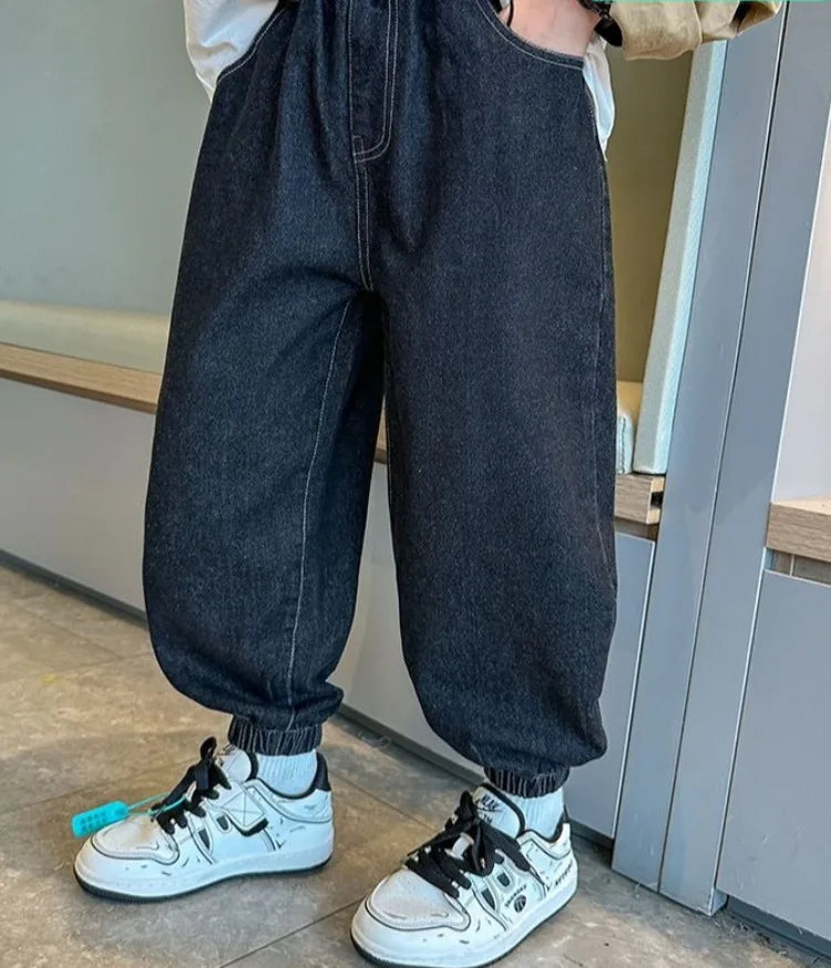 2025 New Boys' Denim Jeans 2025 Trendy Tween Boys Casual Long Pants Boys' Relaxed Fit Jeans Hot Sale