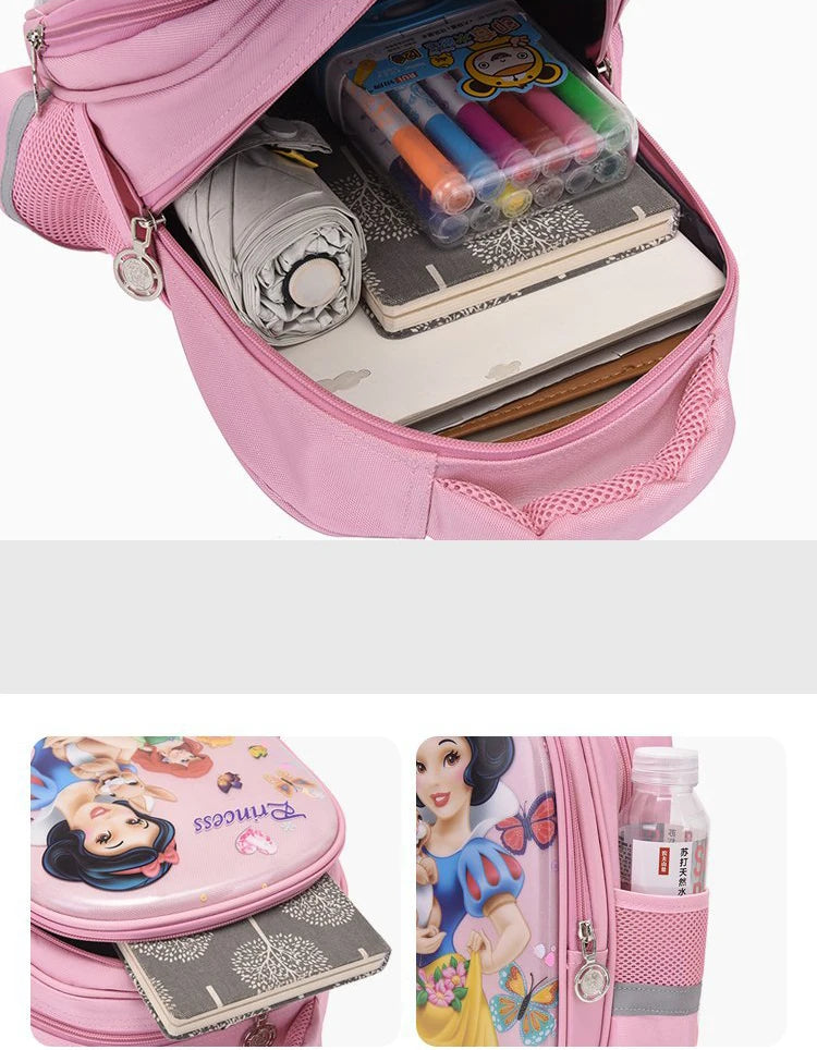 Disney Snow White New Girls Backpack Cartoon Cute Girls School Bag Large Capacity Lightweight Waterproof Children's Backpack