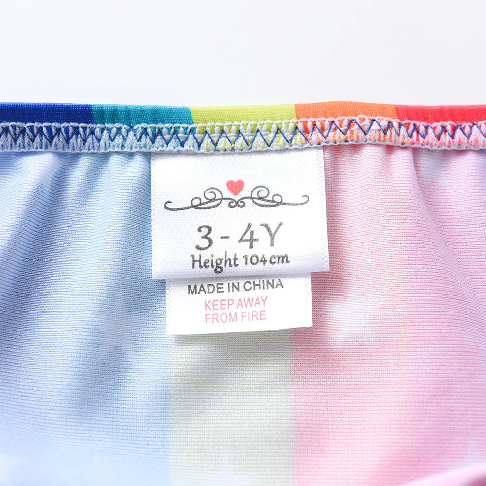 VIKITA Kinder-Badeanzug-Sets für Mädchen, Regenbogenfarben, Streifen, Sternenmuster, Strandmode, Reisemode, süßer Bikini, 2-teilig, 4-10 Jahre