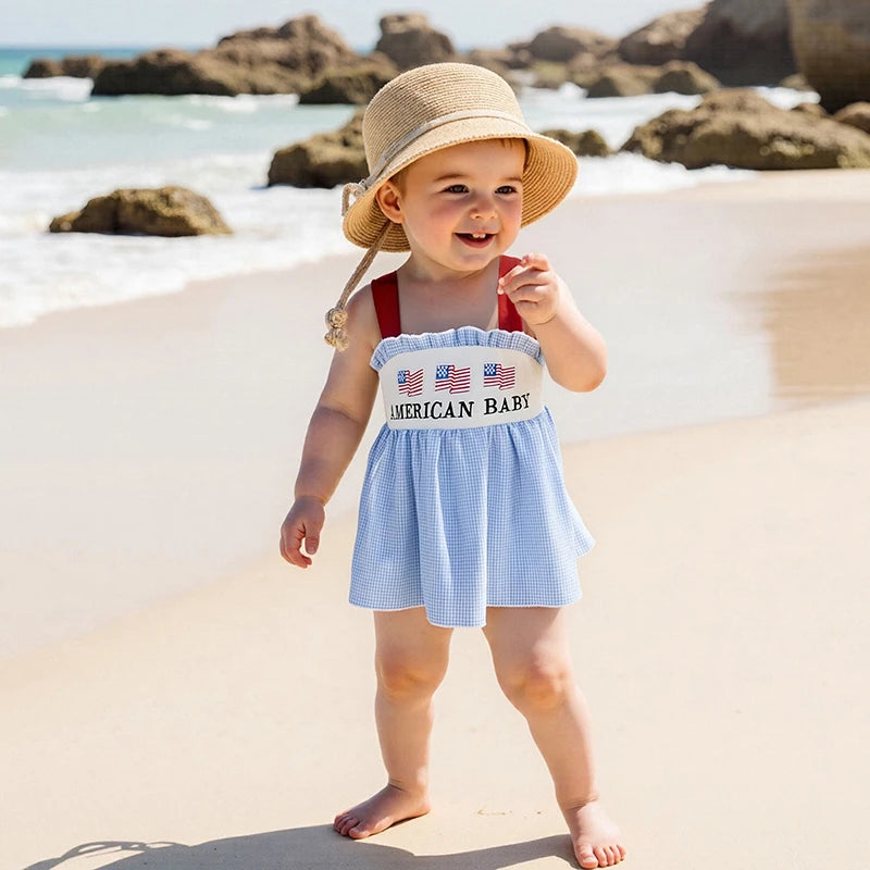 Independence Day Toddler Girl Clothing Set American Flag Print Sleeveless Tank Top and Shorts Outfit for 4th of July