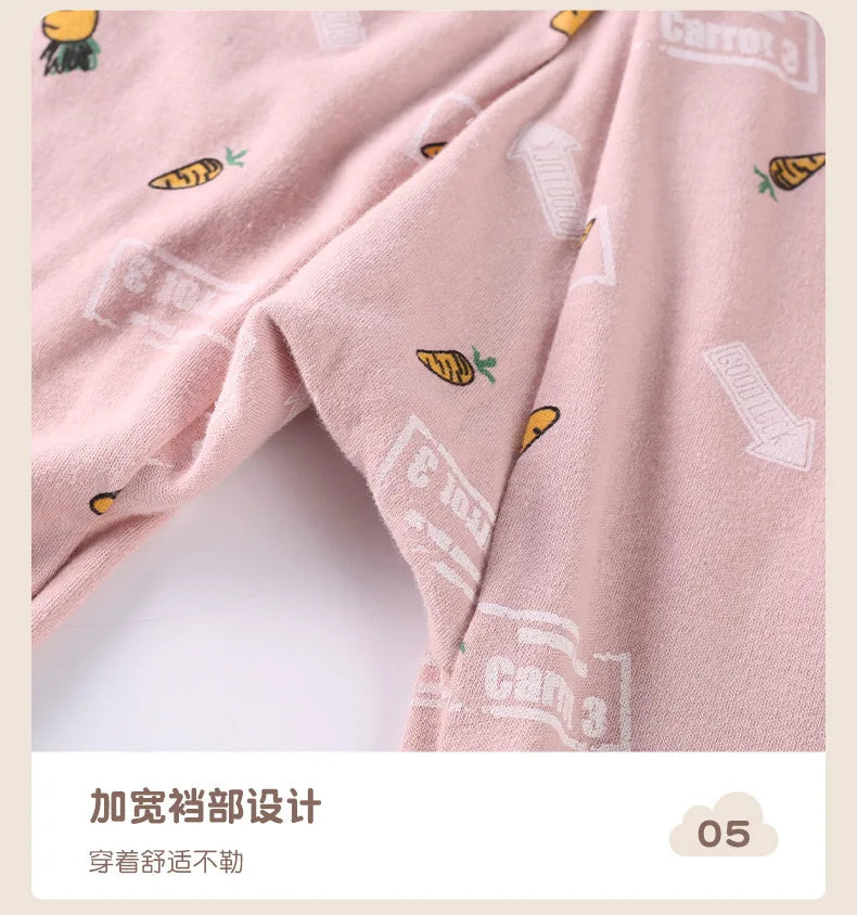 Children's Autumn Clothes and Pants Pure Cotton Set for Boys and Girls Warm Underwear Cartoon Pattern Children's Pajamas Set