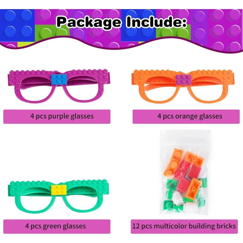 DIY Building Bricks Glasses Building Blocks Games for Kids Creative Building Block Birthday Party Favors, Carnival Party Games