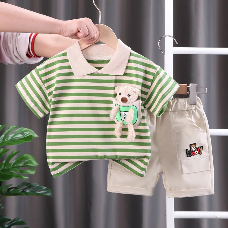 New Summer Baby Boys Clothes Suit Children Fashion Striped T-Shirt Shorts 2Pcs/Set Toddler Casual Costume Infant Kids Tracksuits