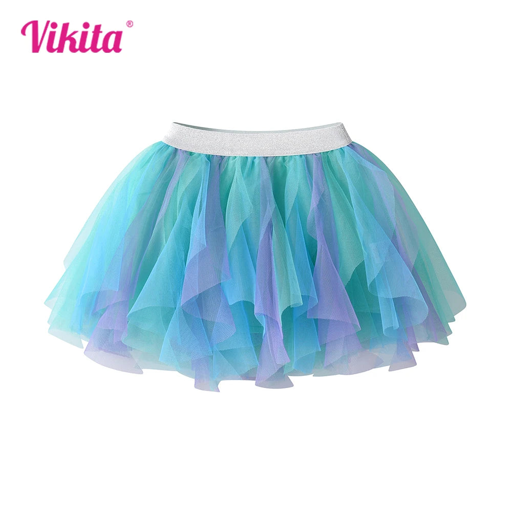 VIKITA Girls Tutu Skirts Kids Princess Birthday Party Ballet Dancing Pettiskirts Children Gradient Ball Gown Kids Blue Skirts