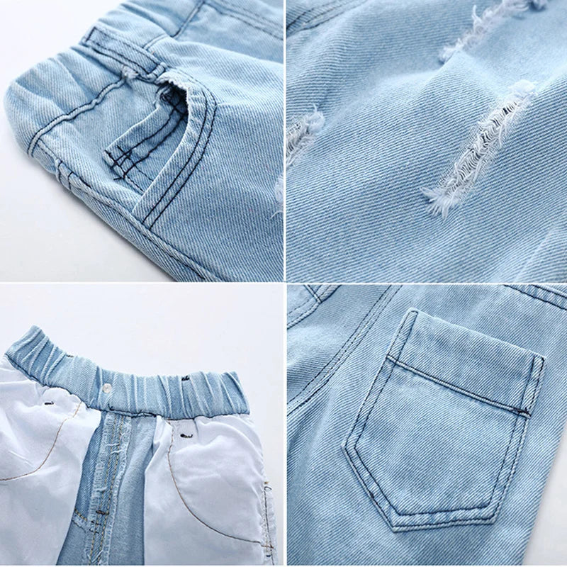 Summer Baby Boys Denim Shorts Fashion Hole Children Jeans South Korea Style Kids Casual Cowboy Shorts Child Beach Pants 2-7Years