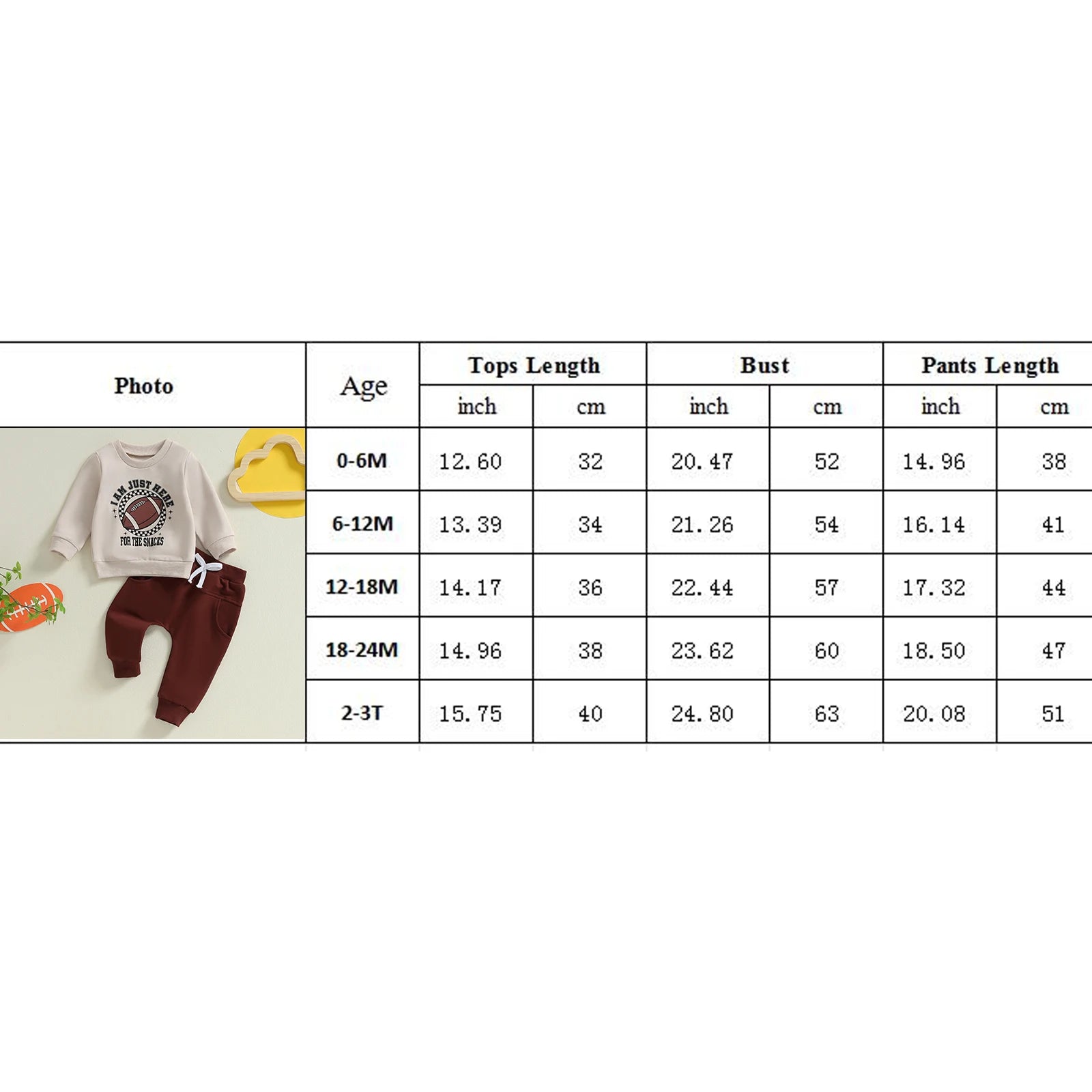 Infant Baby Boy Outfits Football Print Sweatshirt Top with Elastic Pant 2Pcs Toddler Fall Winter Clothes Set