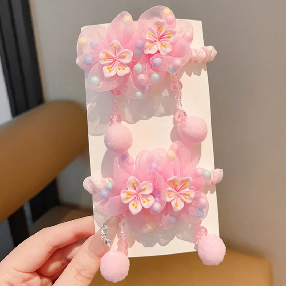 Cute little girl‘s hair loop elastic hair rope flower hair accessory