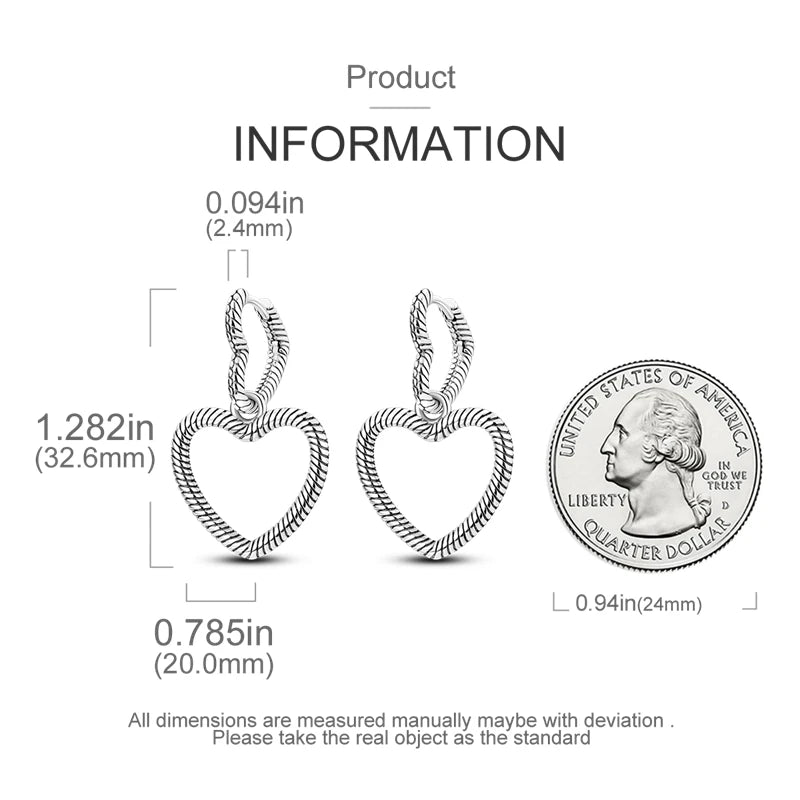 925 Sterling Silver Pave U Shape Heart Eardrop Earrings Hoop Earrings For Women Wedding Engagement For Girlfriend Birthday Gift