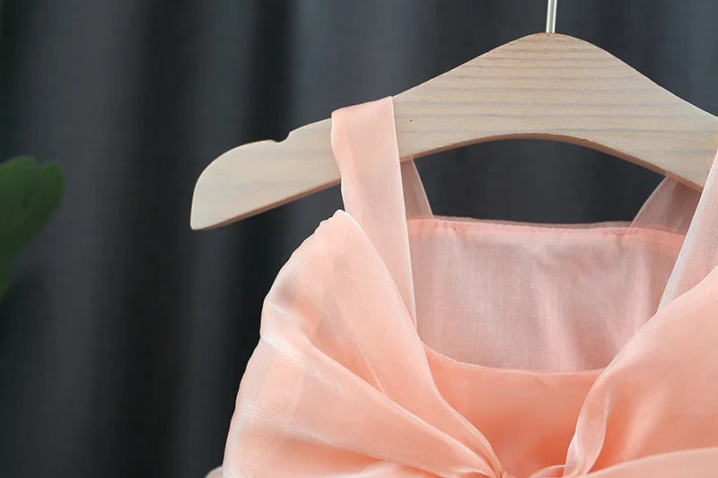 Summer New Wedding Party Baby Girl Princess Dress, Sweet Bow Children'S Clothing For 9 Months To 3 Years Old