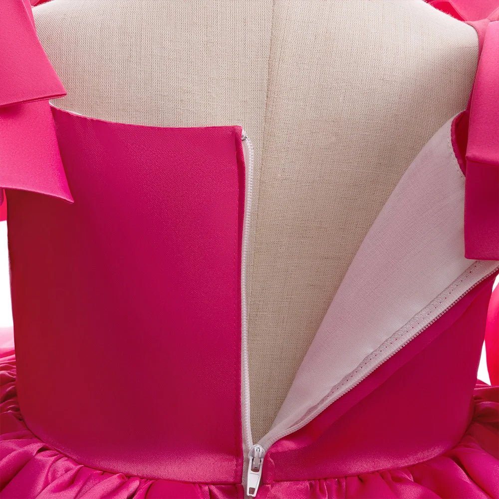 Elegant Pink Bow Girls Party Princess Dress Formal Wedding Bridesmaid Birthday Prom Dresess for Girl Gala Christmas Kids Clothes