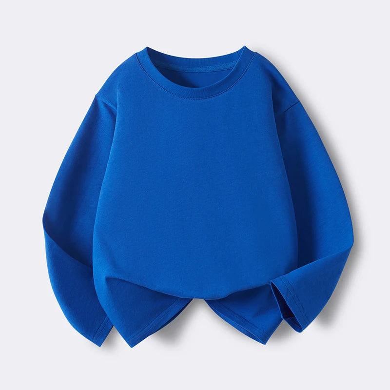 New children's long-sleeved T-shirt for boys, suitable for spring and autumn. Pure cotton upper garment for medium and large chi