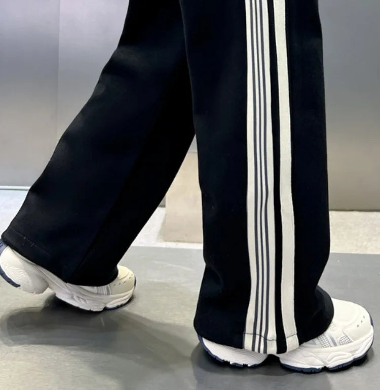 2025 New Release Boys' Wide-Leg Pants - Breathable Sporty Straight Leg for Boys 120-170cm, Spring Autumn Streetwear Casual Wear