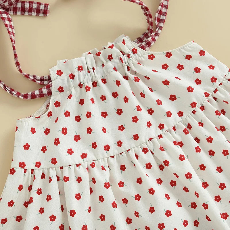 Toddler Girl Sleeveless Ruffle Top and Shorts Set with Cute Bow Detail and Elastic Waistband for Summer Beach Outfits