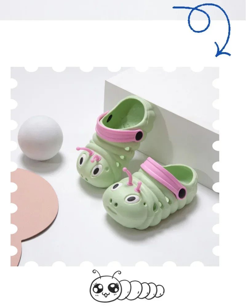 2024 Children Garden Shoes Cute Cartoon Caterpillar Beach Sandals Babies Summer Slippers High Quality Kids Slippers Flip Shoes
