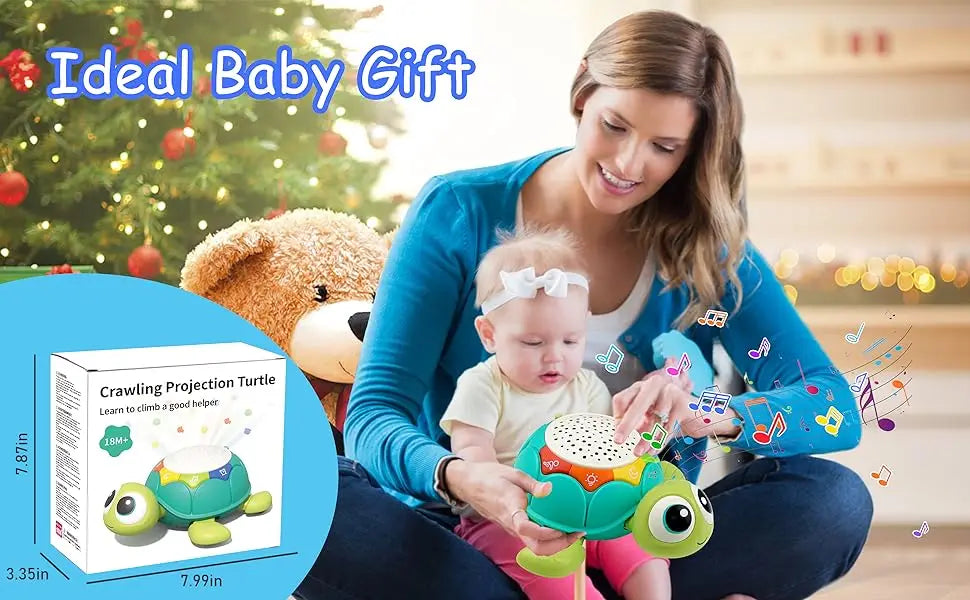 Baby Toys 5 in 1 Musical Projector Turtle Crawling Toys Tummy Time Infant Educational Toys for Boy Girl Birthday Christmas Gift