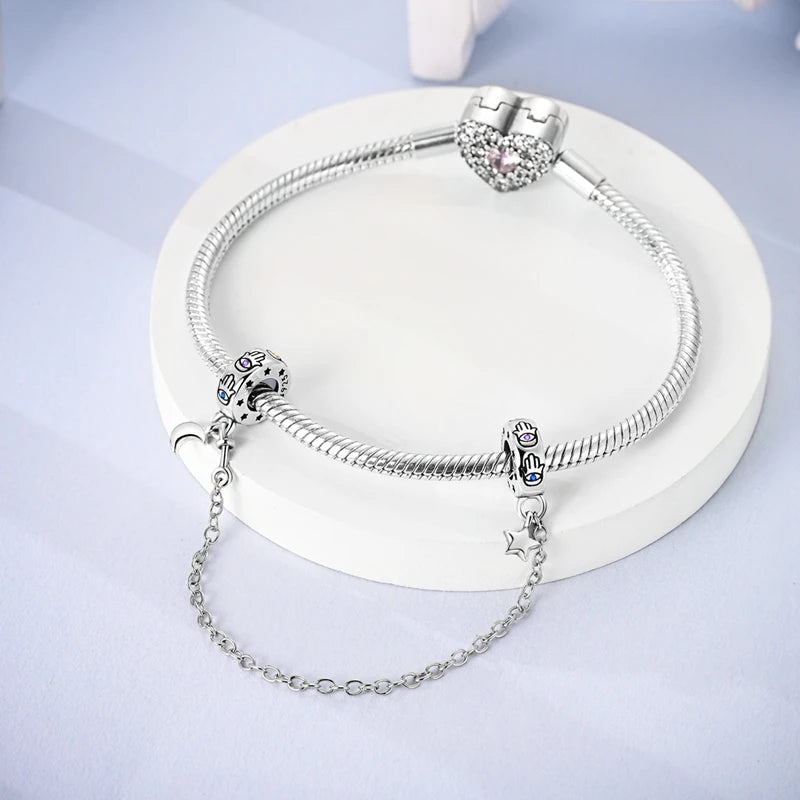 Hot Sales 925 Sterling Silver Charms Beads Devil's Eye Fatima's Hand Cross Beads Fit Original Bracelet Women DIY Jewelry Gifts