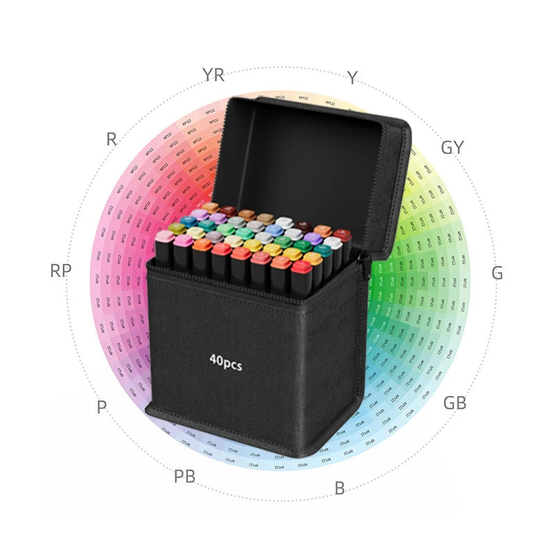 12/24/30/40/60/80/100/120/168pcs Art Marker Set, Watercolor Brush Pens For Students, Dual Tip Oil-Based Markers For Art Students