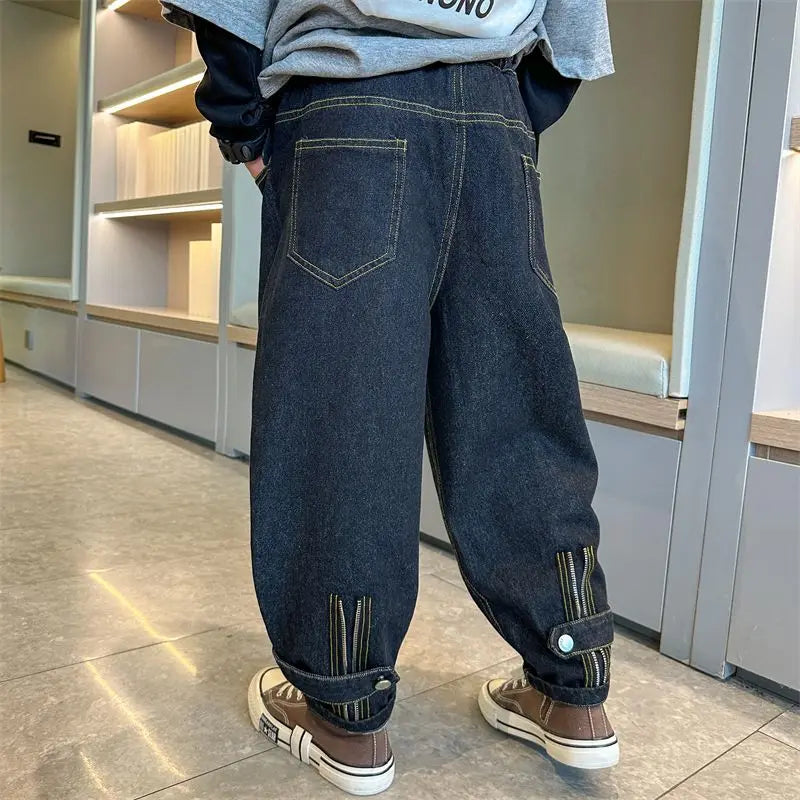 2025 New Boys' Denim Jeans 2025 Trendy Tween Boys Casual Long Pants Boys' Relaxed Fit Jeans Hot Sale