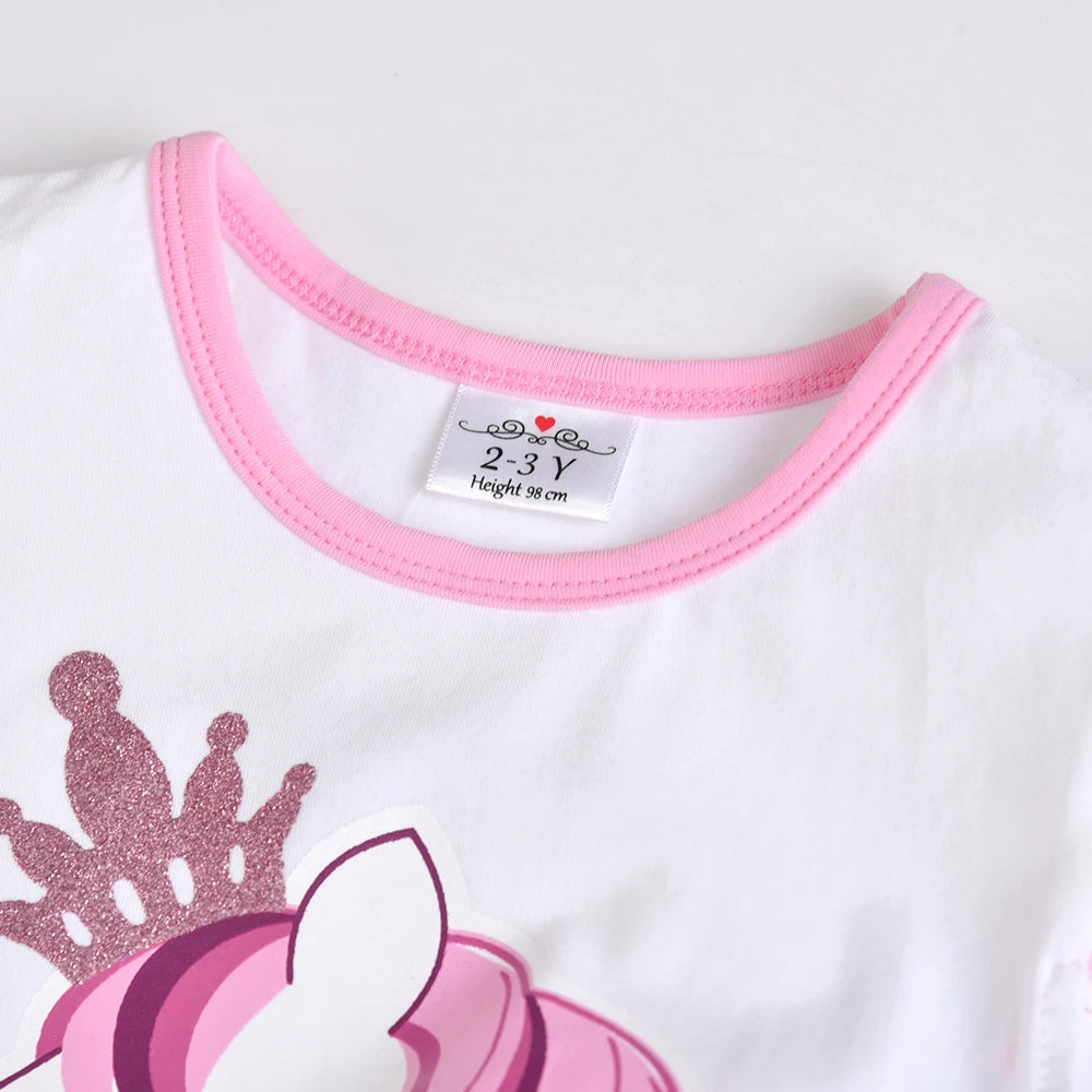 VIKITA Girls Tutu Dress Toddlers Summer Flare Sleeve Princess Dresses Girl Unicorn Cartoon Party Layered Dress Children Clothing