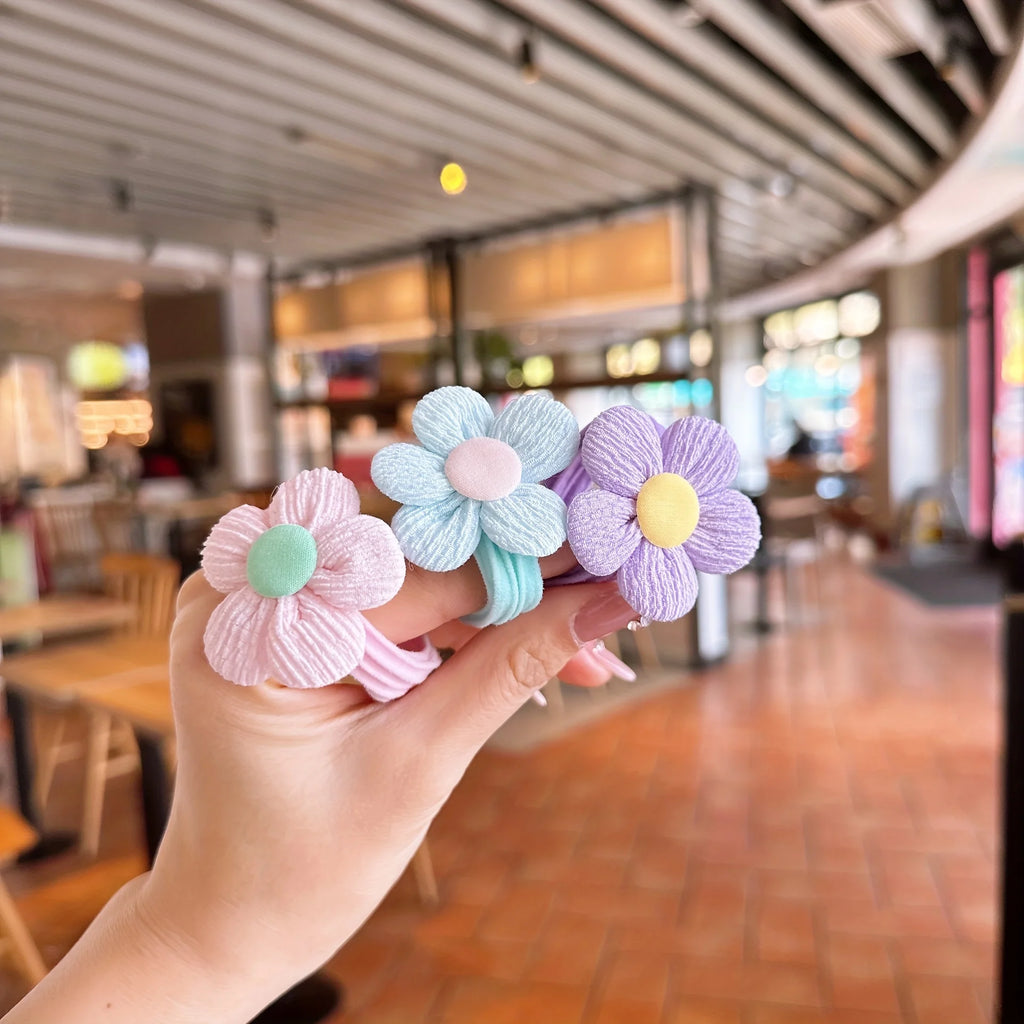 12PCS New Cut Hair Ties Princess Sweet Flower Bow Girls Women Elastic Hair Bands Hair Accessories Headwear