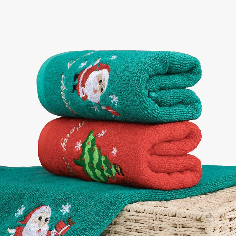 Large Christmas Hand Towels for Bathroom, Cotton Christmas Kitchen Towels, Decorative Embroidery Holiday Towels for Kids
