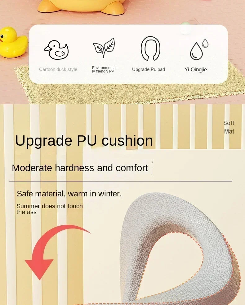 Potty Training Toilet for Kids Household Cute Cartoon Duck Soft Hard Cushion Clamshell Waist Guard Toilet Baby Toilet Supplies