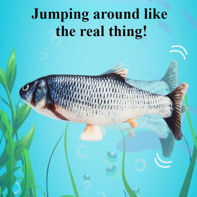 Electric Stuffed Fish Toys Funny Simulation Fish Can Bite & Move Baby Coax To Sleep Cat Pet Toy USB Rechargeable Toy for Infants