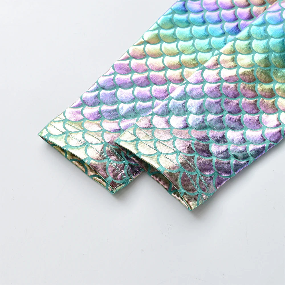 VIKITA Toddlers Girls Mermaid Print Dress Kids Colorful Gradient Layered Mesh Tulle Elegant Birthday Party Princess Tutu Dresse