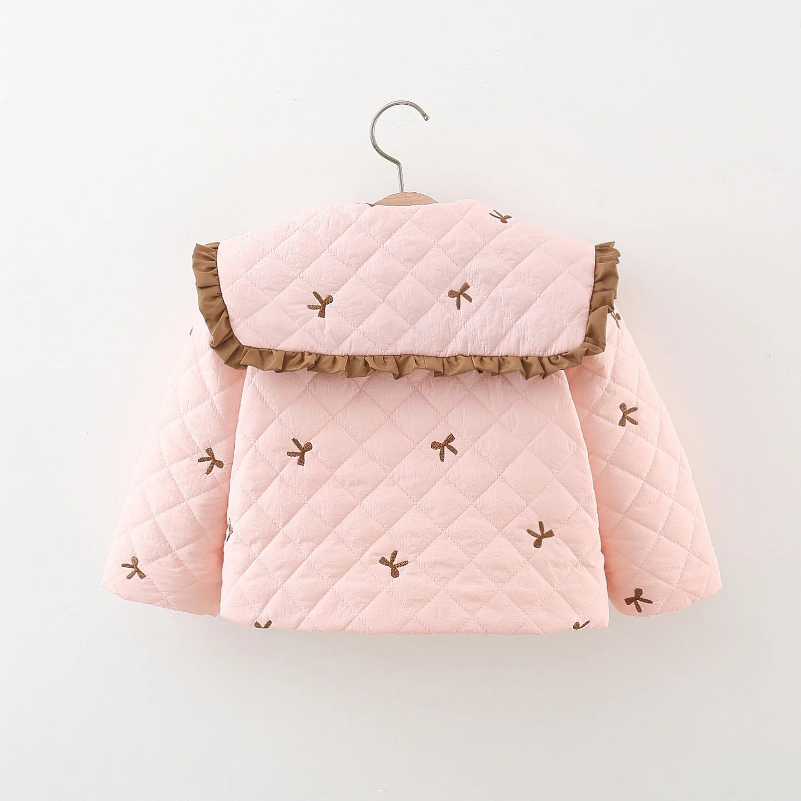 Winter New Sweet Bow Baby Girl Coat, Princess Style Thick And Warm Children'S Clothing Suitable For Babies Aged 1-4 Years