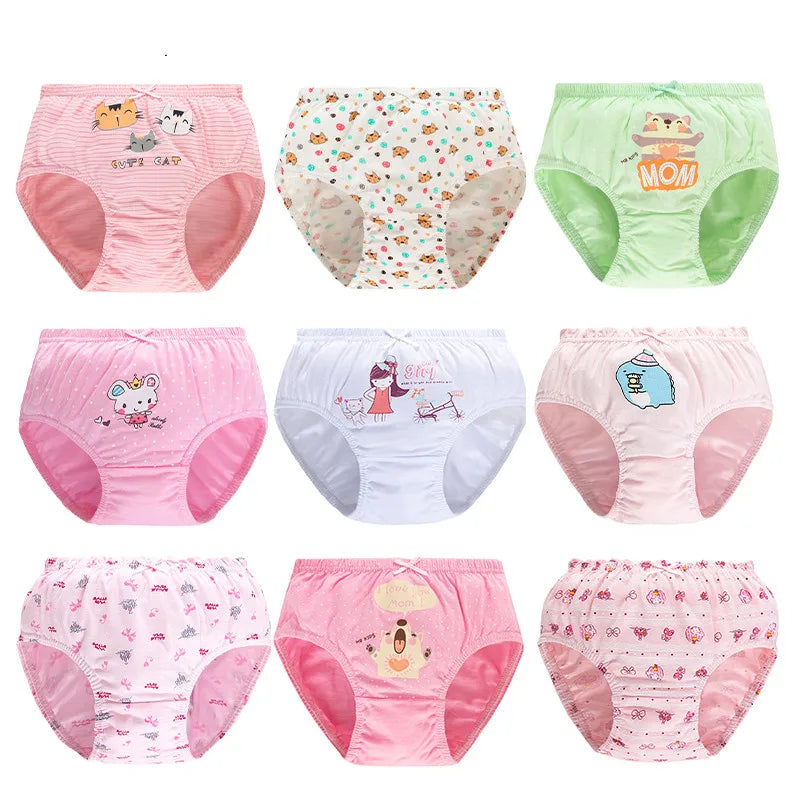 5/10 Pieces Girls Briefs Random Cartoon Patterns Cute Girls Panties Cotton Toddlers Briefs Soft Children Triangle Underwear