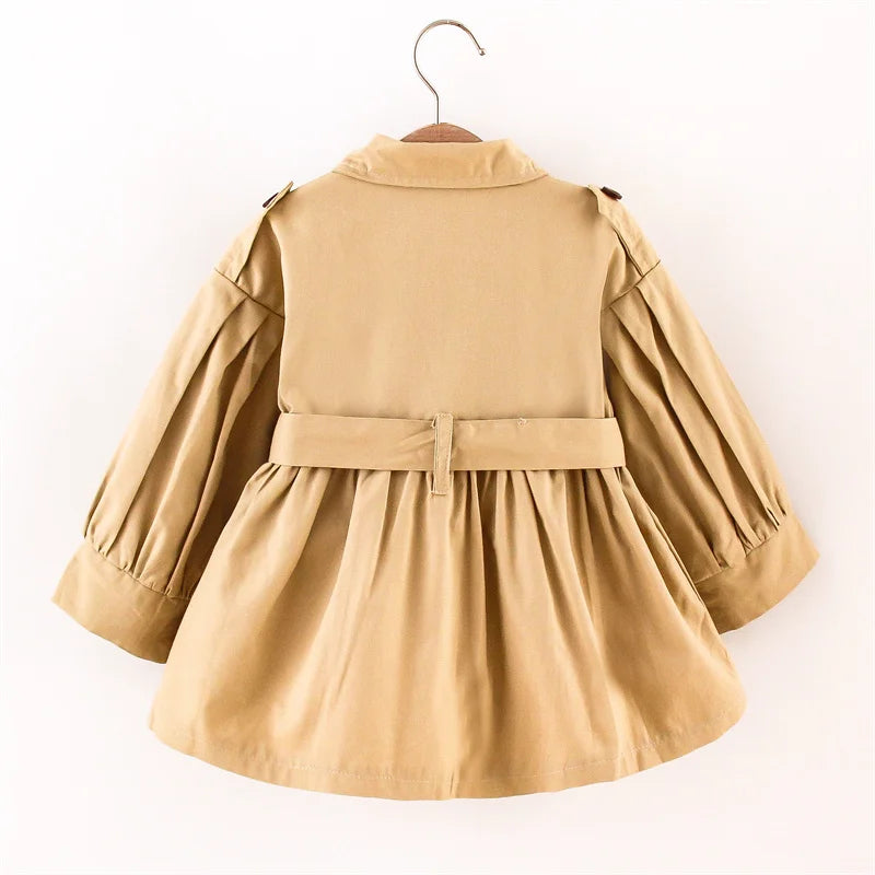 (0-3 Years Old) New Korean Style Baby Girl Coat For Spring And Autumn, Simple Solid Color Children'S Long Sleeved Clothes
