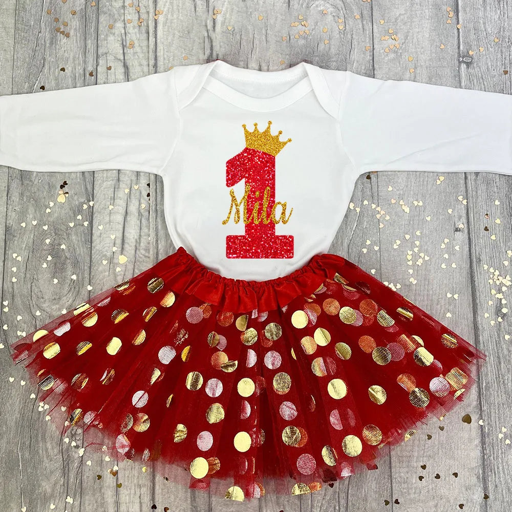 Personalized Baby Birthday Bodysuits Cake Dresses Custom Baby Girl Dress Infant Girls Sequin Tutu Skirts Clothes Birthday Gift