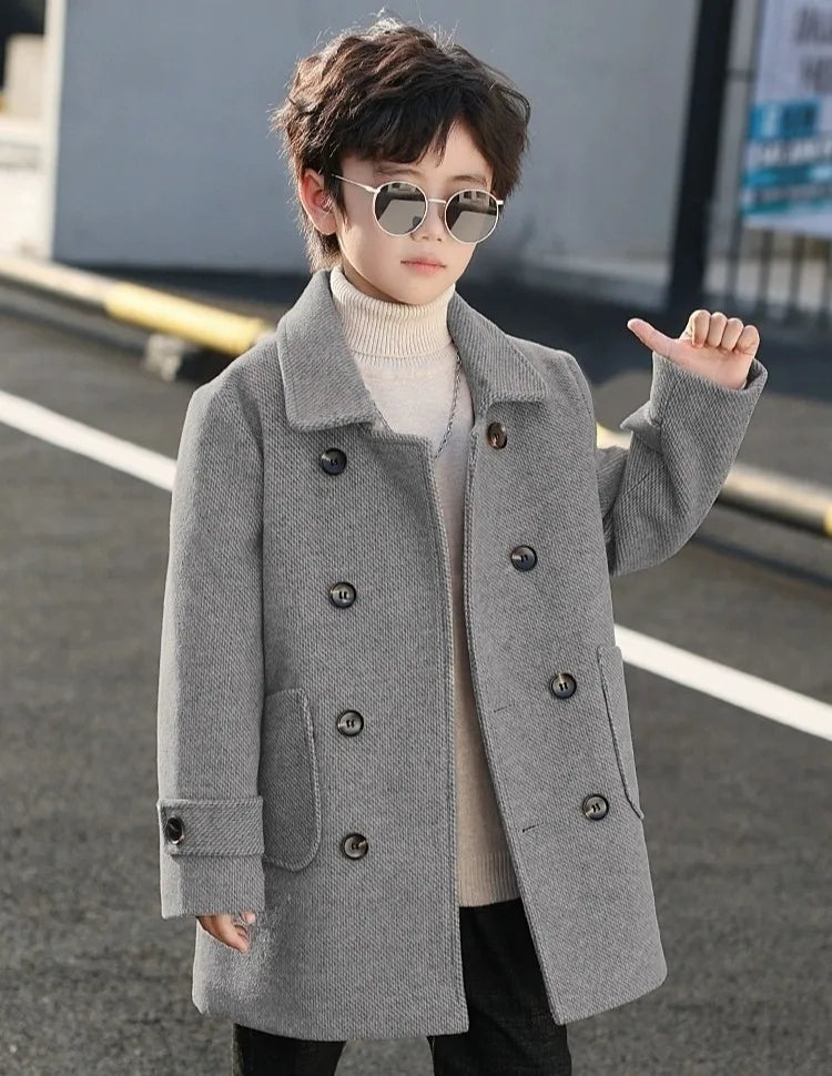2025 Autumn Winter Kids Korean Style Plus Size Warm Thickened Wool Coat Windbreaker Stylish Outdoor Jacket
