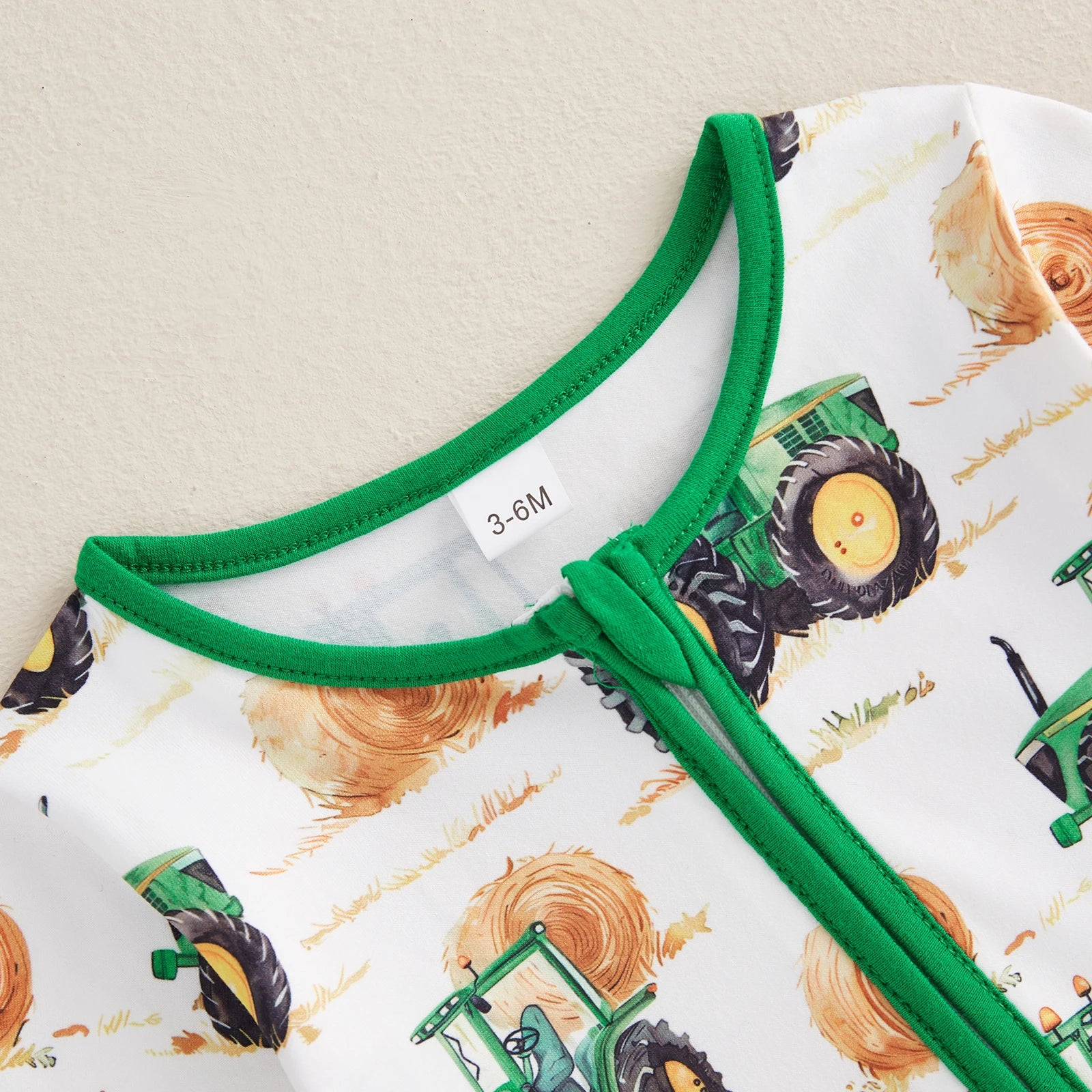 Toddler Unisex Autumn Coverall with Cute Farm Vehicle Pattern Easy Zip Closure and Cozy Crew Neck for All-Day Play
