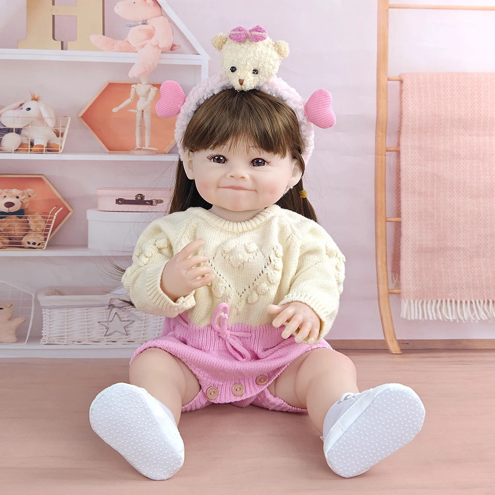 55CM Reborn Toddler Doll with Full Body Soft Silicone Vinyl 22Inch Lifelike Soft Touch High Quality Doll Birthday Gifts