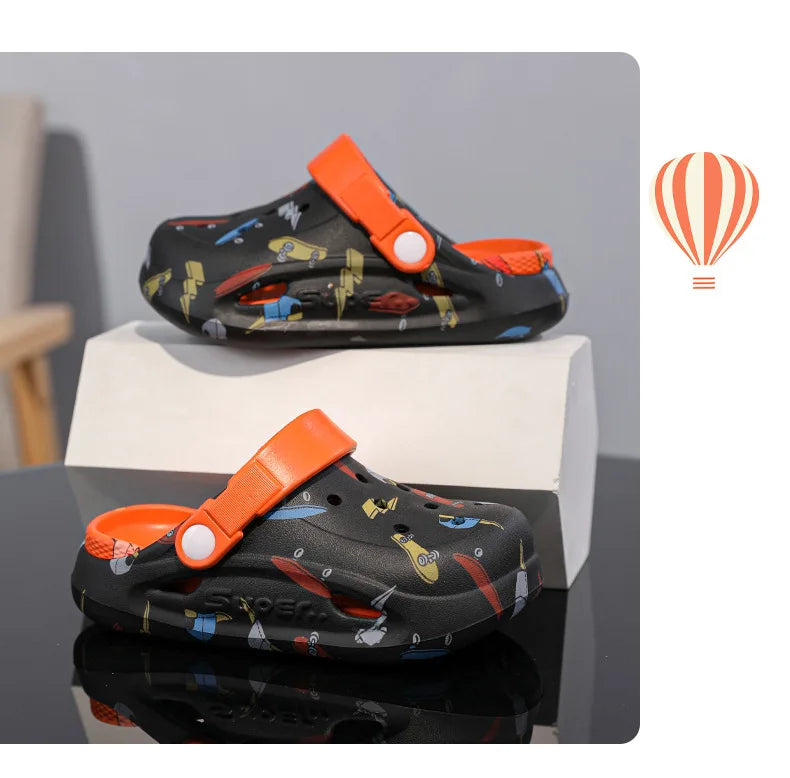 Kids'Sandals PU Leather Summer Beach Shoes Printing For Children Breathable Soft Thick Bottom Khaki Yellow Shoes Size 26-38